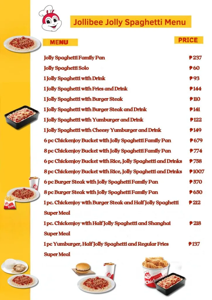 jollibee spaghetti Menu